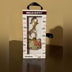 Hello Kitty Gold and Pink Sparkle Keychain